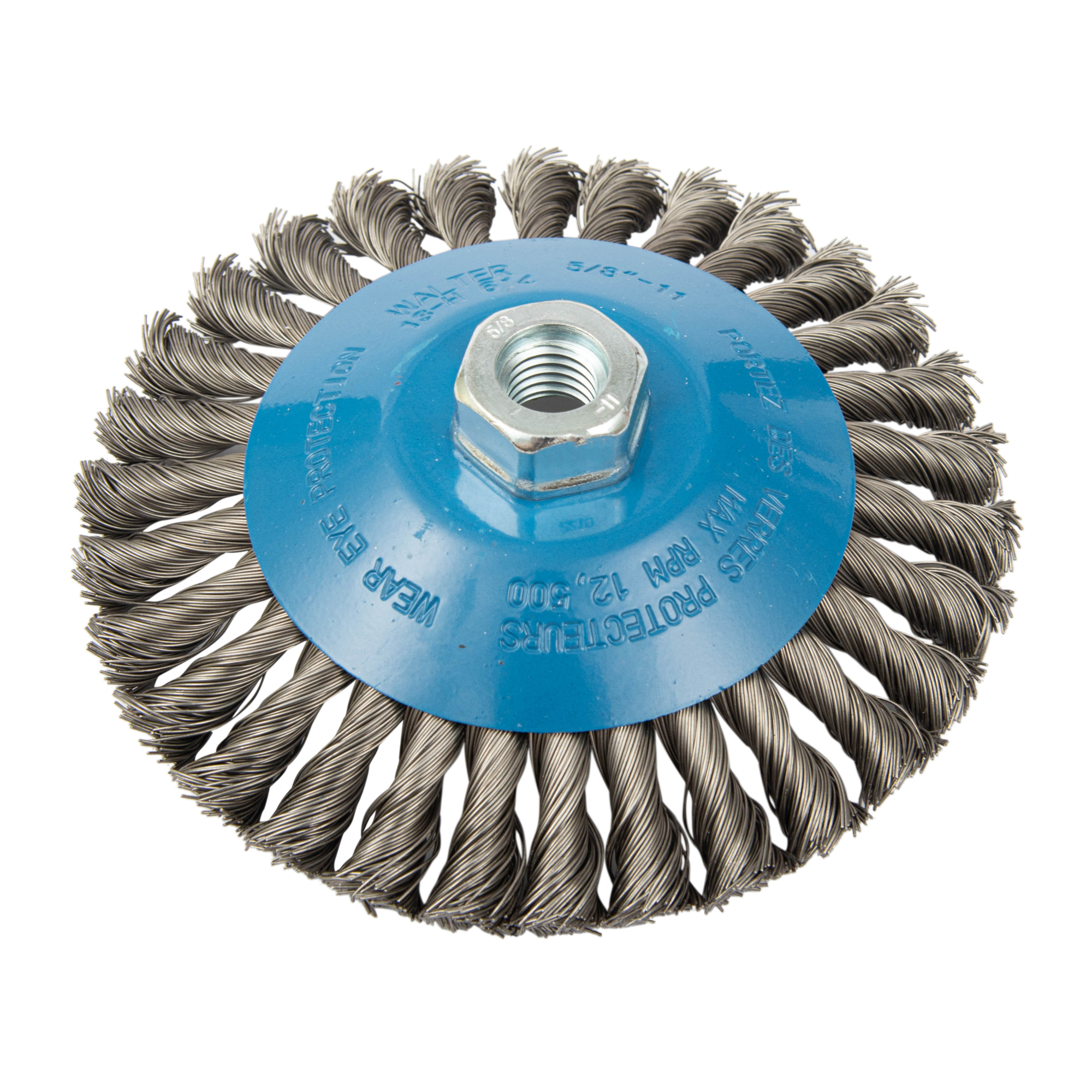 Walter Knot Saucer Brush — 6in. x 5/8in., Oil Hardened Steel, Color Coded, Model# 13H614